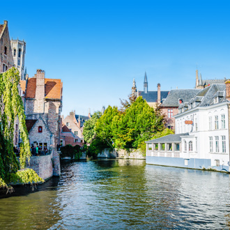 Het waterkanaal in Brugge in Belgie