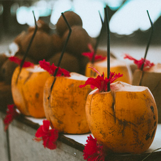 Kokosnoot cocktails, Seychellen