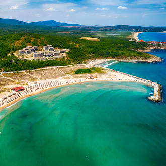 Luchtfoto van de regio Arkutino naast Dyuni, Burgas, Bulgarije