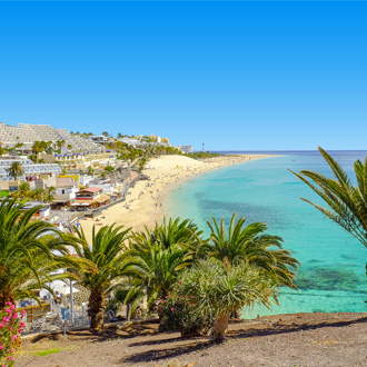 Het dorpje Morro Jable op Fuertaventura, aan zee gelegen.