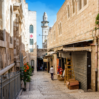 Smalle straat in Jeruzalem, Israël