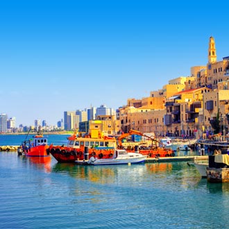 Haven en oude stad van Jaffa in Israel