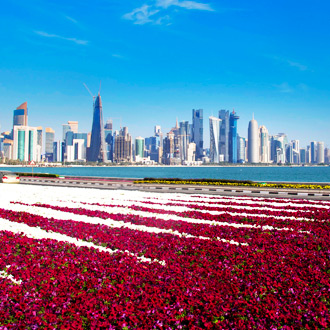 <p>Uitzicht over Doha, de hoofdstad van Qatar</p>