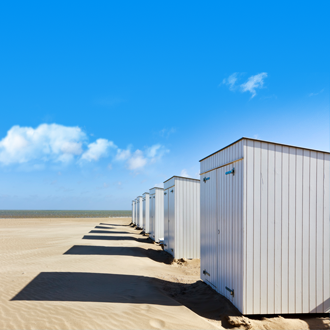 Strandhutjes op het strand in Knokke Heist