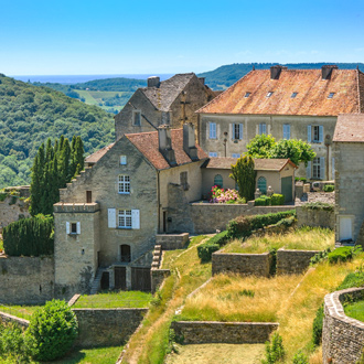 Historisch dorp Chalon in Jura, Frankrijk