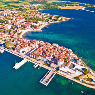 Bovenaanzicht van Umag, Istrië, Kroatië 