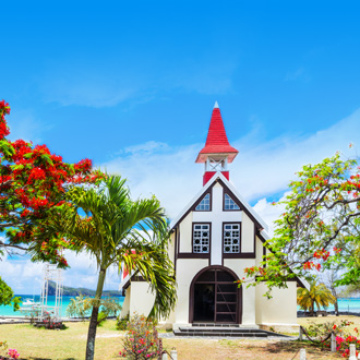 Rode kerk in Cap Malheureux in Mauritius
