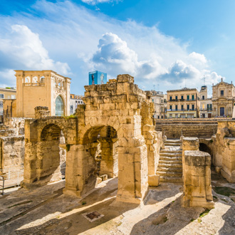 Oud Romeins Amphitheater in Lecce, Puglia, Italy