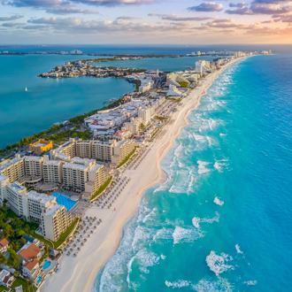 Uitzicht op Cancun op het Mexicaanse schiereiland Yucatan