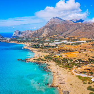 Uitzicht op het Falasarna strand in Chania op Kreta