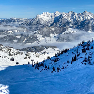 Uitzicht op skigebied in Fieberbrunn