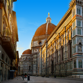 Uitzicht op Piazza del Duomo in Florence, Italie