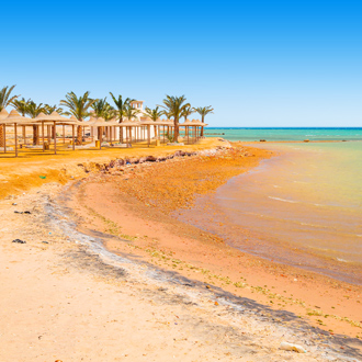 Goud strand met zee en palmbomen Hurgahda
