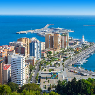 Boven aanzicht over de stad Malaga