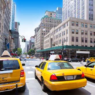 Beroemde yellow cabs, gele taxis in New York