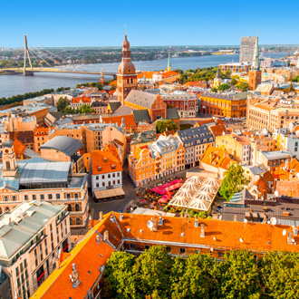 Uitzicht over het centrum van Riga in Letland