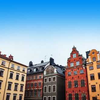 Gekleurde huizen in Stockholm