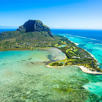 Luchtfoto van het eiland Mauritius