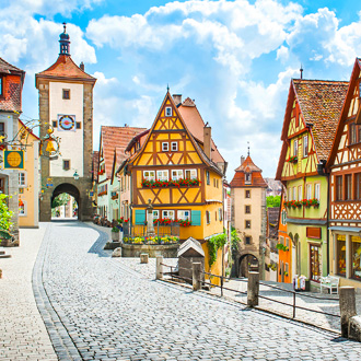 Mooi zicht op de historische stad Rothenburg, Franken, Beieren , Duitsland