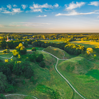 Luchtfoto van een landschap in Litouwen