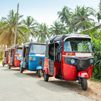Tuktuk en palmbomen op Sri Lanka