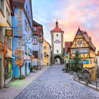 Rothenburg ob der Tauber met gekleurde gebouwen in Duitsland