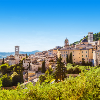 Uitzicht over de stad Assisi, Umbrië, Italië