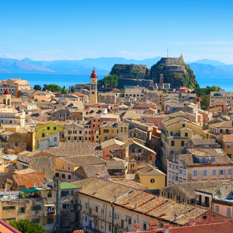 Uitzicht over de oude stad van Corfu, Griekenland