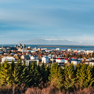 Uitzicht over de stad Reykjavik