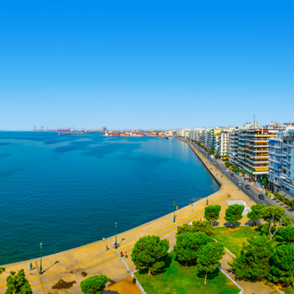 Zee en promenade van Thessaloniki, Griekenland