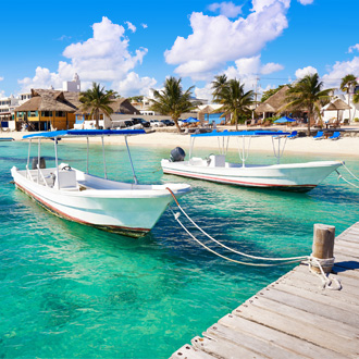 Puerto Morelos strand en bootjes in Maya Riviera