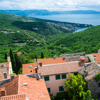 Natuurlandschap van Labin op het schiereiland Istrie in Kroatie