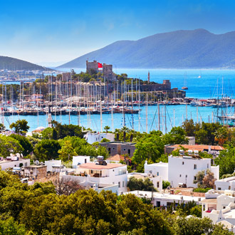 <p>Uitzicht op een kasteel in Bodrum in Turkije</p>