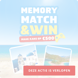 Prijsvrij Memory Match & Win een reischeque t.w.v. €500