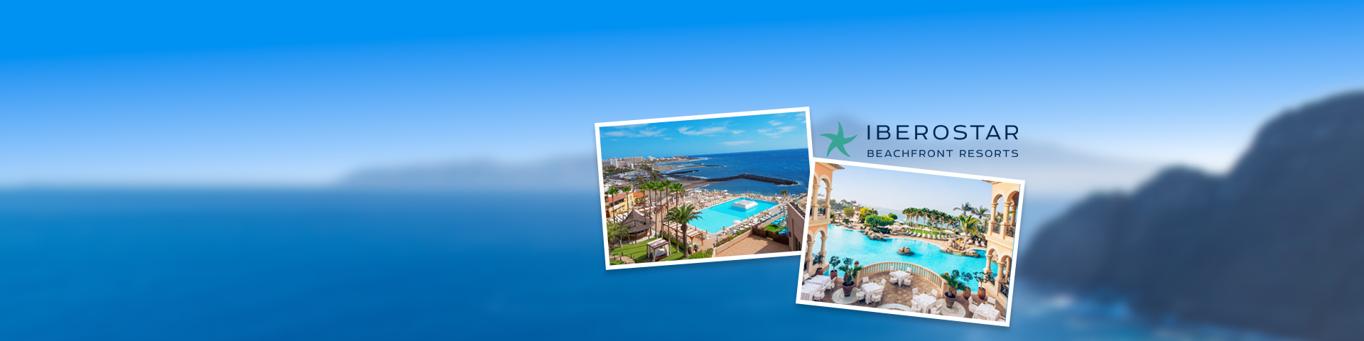 Uitzicht op de zee en het zwembad bij een Iberostar hotel