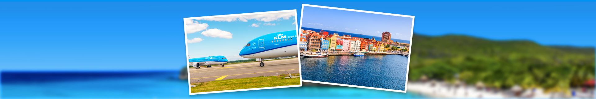 KLM vliegtuig en Handelskade in Curacao