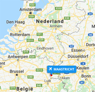 Kaart van Nederland met luchthaven Maastricht