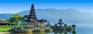 Landschap met tempel in Bali