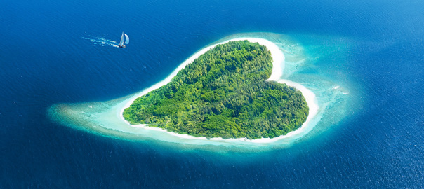 Hartvormig tropisch eiland